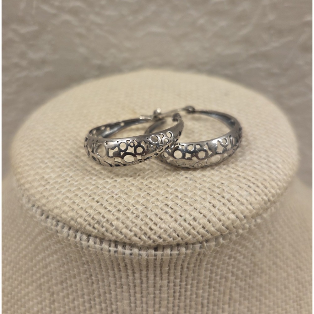 Sterling‎ Silver Ornate Hoop Earrings Boma 925 25mm